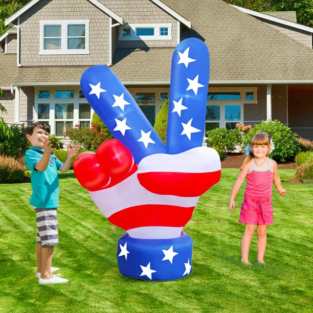 iFanze 5FT Patriotic 4th of July Inflatables, Americana Peace Sign Blow up for Independence Day Home Garden Indoor Outdoor Patriotic Party Decoration