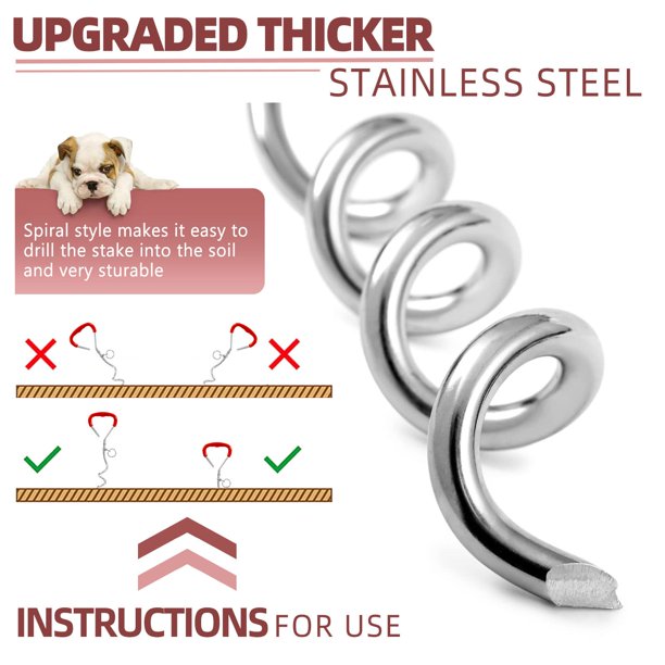 Dog Tie Out Cable and Stake, 10/20/30ft Leads Chain for Yard, Heavy Duty Dog Runner for Yard, Dog Up for 125lbs - Red