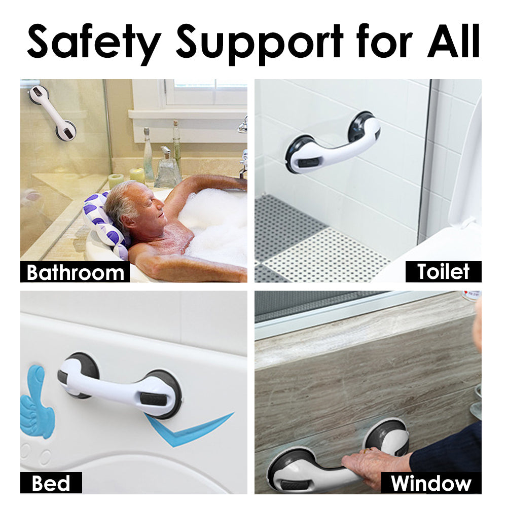 Vacushop 2-Pack Bath Grab Bars for Seniors, Shower Safety Grab Bar, Bathroom Tub Shower Handles for Elderly, With 12" Suction Bath Tub Hand Rail