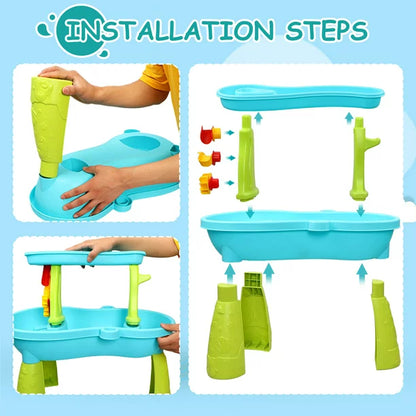Sand and Water Table for Toddlers, Summer Outside Toys with 19PCS Accessory Set for Kids Boy Girls Aged 1 2 3+