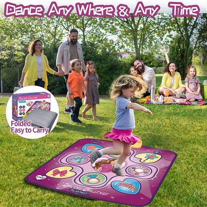 Swthlge Dance Mats Toys, 5 Game Modes Including 3 Challenge Levels, Adjustable Volume Dance Pad with LED Lights