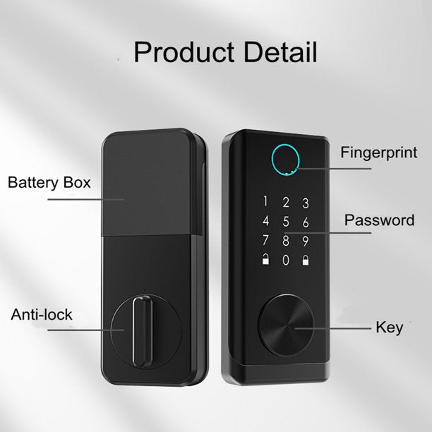 Smart Door Lock, Touchscreen Keypad Deadbolt, Keyless Door Entry for Exterior Door, Bluetooth Digital Door Lock Works with APP Control, IC Cards, Fingerprint Door Lock