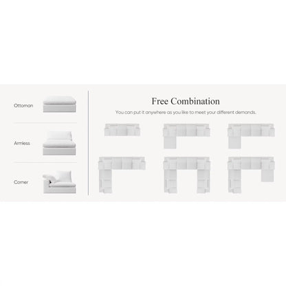 4-Piece Modular Sectional Sofa with Ottoman L-Shape 4-Seater Sofa Couch Modern Chaise Lounge for Living Room Off-white