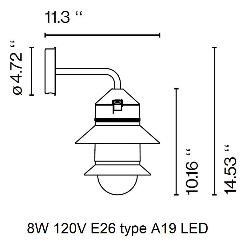 Santorini Fixed Stem Outdoor Wall Sconce