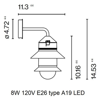 Santorini Fixed Stem Outdoor Wall Sconce