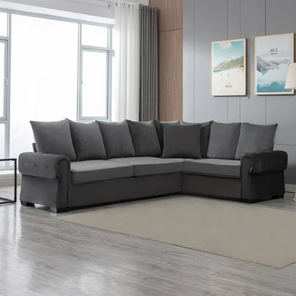 Mixoy 76"W Modern L-Shaped sofa,Convertible Sleeper Sofa Bed,Velvet Sleeper Counch with Memory Foam Mattress for Living Room/Bedroom/Office,Dark Grey