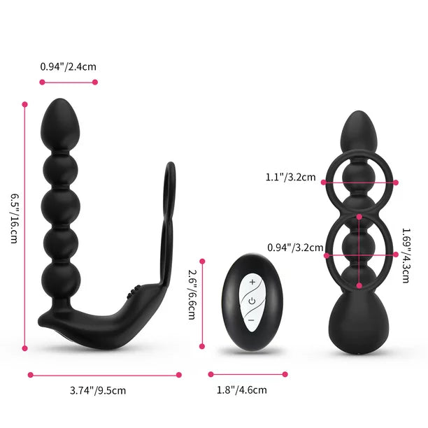 Anal Bead 10 Modes Adult Sex toys with Remote Control - 3-motor Anal Stimulator Vibrating Anus Plug for Men, Women and Couples