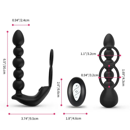 Anal Bead 10 Modes Adult Sex toys with Remote Control - 3-motor Anal Stimulator Vibrating Anus Plug for Men, Women and Couples