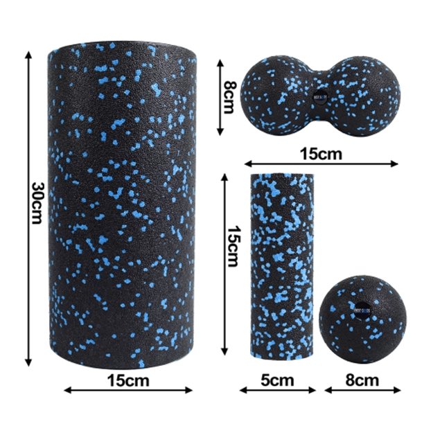 4pcs High-Density Round Foam Roller For Exercise Blue Set