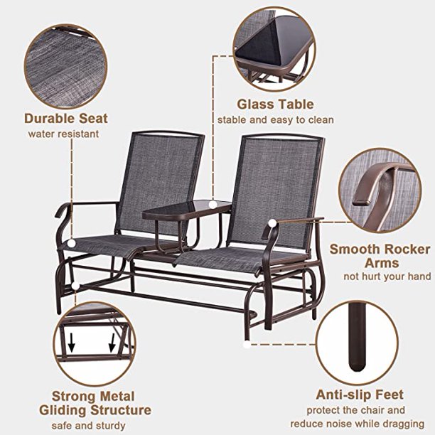 Glider Lounging Chair Lightweight Patio Backyard Furniture