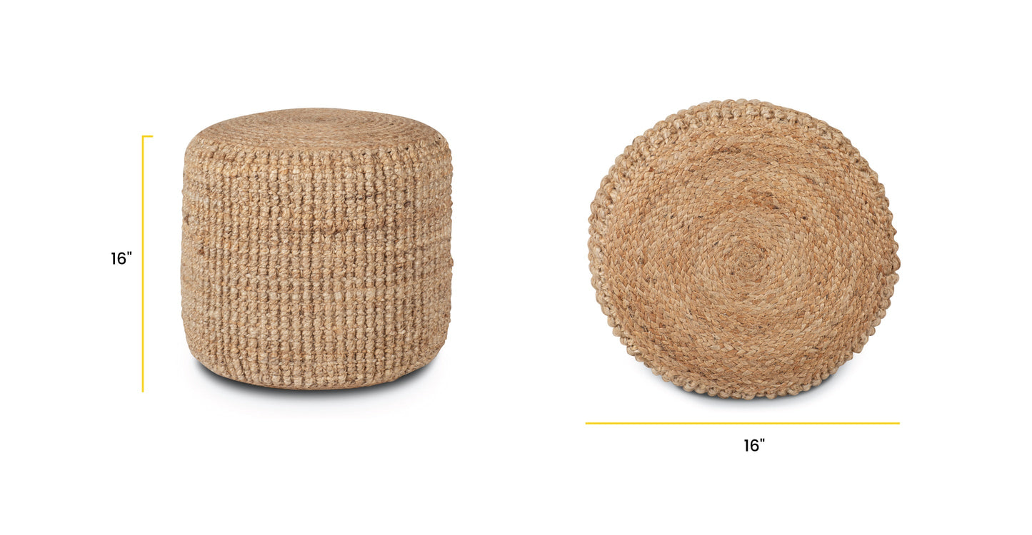 Abel 16" Jute Pouf