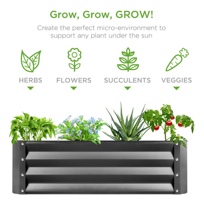 Outdoor Metal Raised Garden Bed for Vegetables, Flowers, Herbs