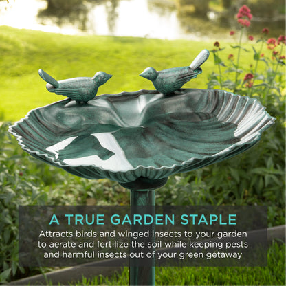 Pedestal Bird Bath Decoration w/ Sparrow Statues