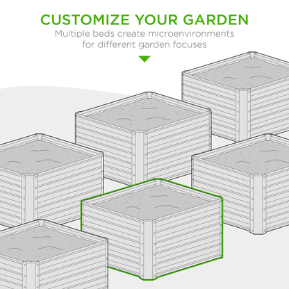 Outdoor Metal Raised Garden Bed for Vegetables, Flowers, Herbs - 4x4x1.5ft