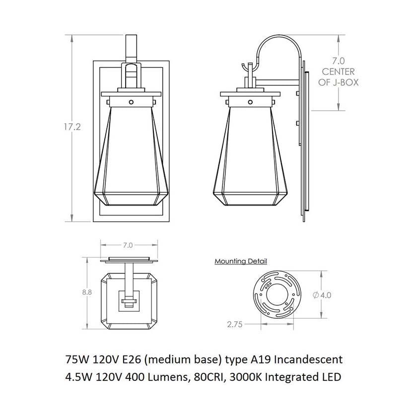Beacon Outdoor Wall Sconce with Shepherds Hook