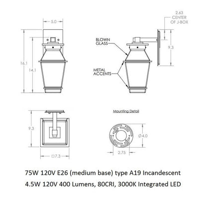Landmark Outdoor Arm Wall Sconce