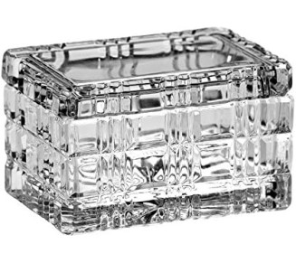 Cut Crystal Large Rectangle Jewelry Box/Candy Box, 5." Long, Made in Europe