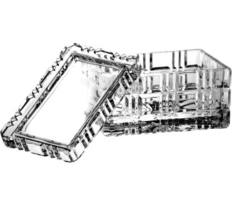 Cut Crystal Large Rectangle Jewelry Box/Candy Box, 5." Long, Made in Europe