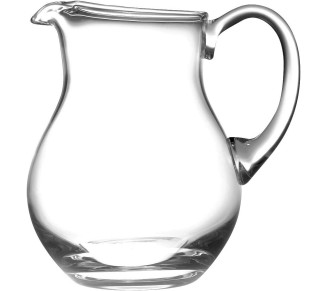 Glass Water Pitcher with handle, With Spout, Round, Ice Lip, Handmade 64 oz. by Made in Europe