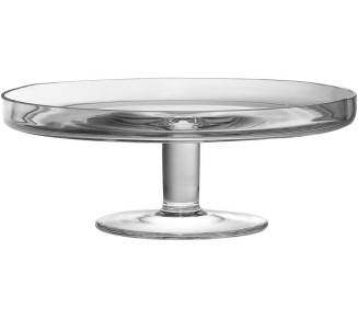 Handmade Glass 2 pc Set, Footed Cake Plate with Dome, 12" H, 11" D (Inside Dome is 10.25" D), Clear, Made in Europe