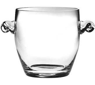 Glass- Ice Bucket- Wine Cooler - 7.25"H - Glass - with 2 handles - Clear - Made in Europe