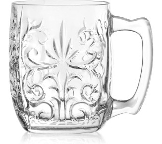 Glass Mug - Mule - Designed - for Beer - Coffee - Tea - Latte - Cocktail - Beverage - Set of 4-14.2 Oz. - Made in Europe