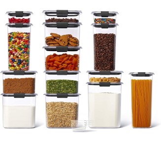 Rubbermaid Brilliance 14-Piece Food Storage Container Set with Scoops, Airtight, BPA-Free, for Kitchen and Pantry Organization