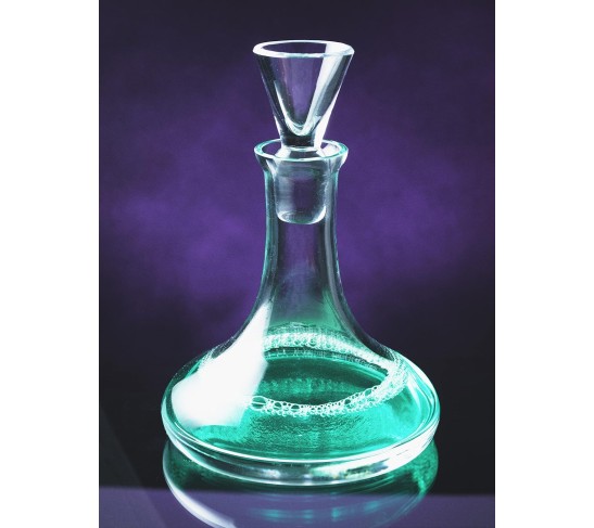 Crystal - Glass -Mouthwash Decanter with .5 oz Cup Stopper - (can use the stopper as a Tumbler) 6.6" Height - 7 Oz. Decanter - Classic Clear - No Design - Made in Europe - by 