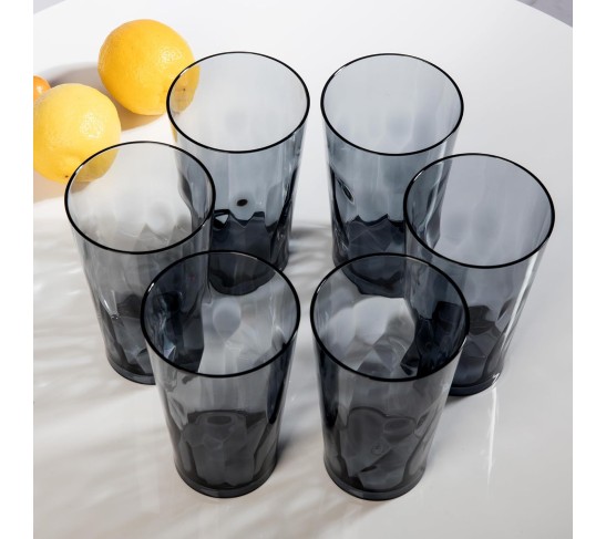Unbreakable Plastic Drinking Glasses, Set of 6, Shatterproof Drinking Cups, Plastic glass cup,16 oz plastic Tumbler Cups,Dishwasher Safe (Grey)